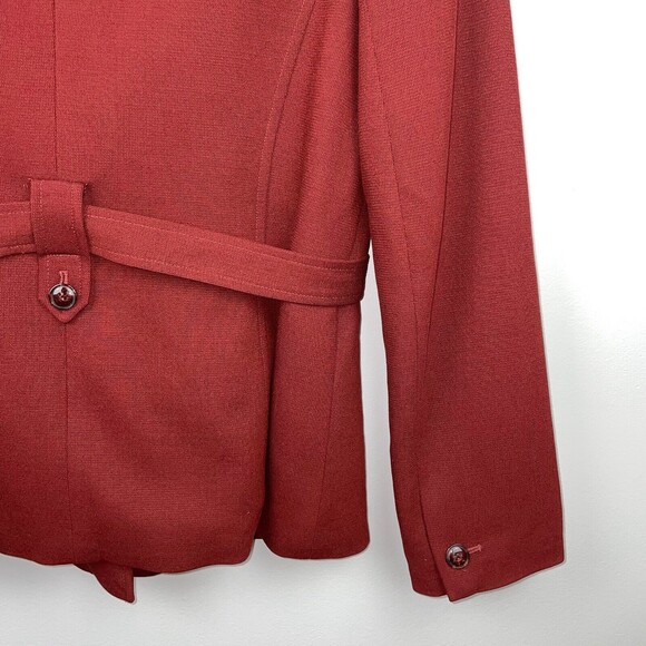 Casual Corner Rust Red Orange Button Front Blazer Jacket Wrap Wool Womens 10 EUC - Picture 7 of 9